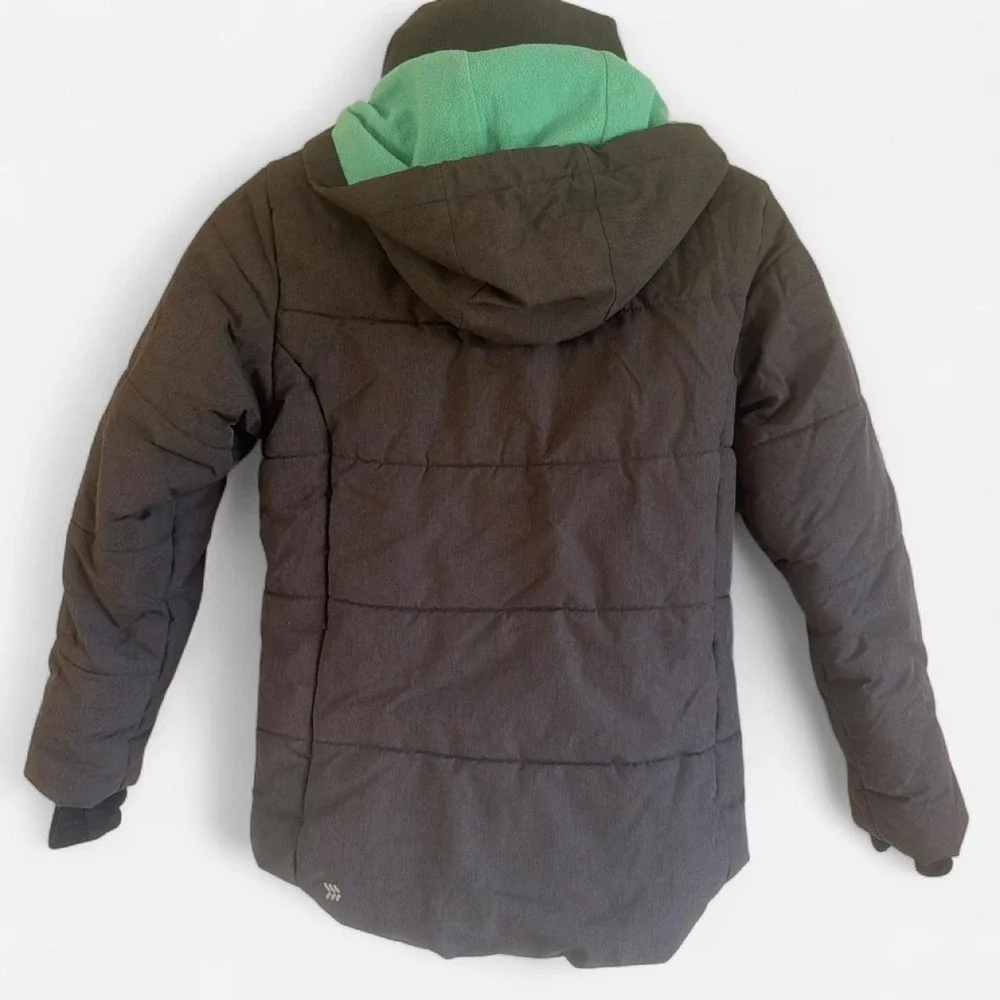 ALL IN MOTION Youth Puffer Jacket Winter Coat Gray w/ Mint Green Youth L 10/12